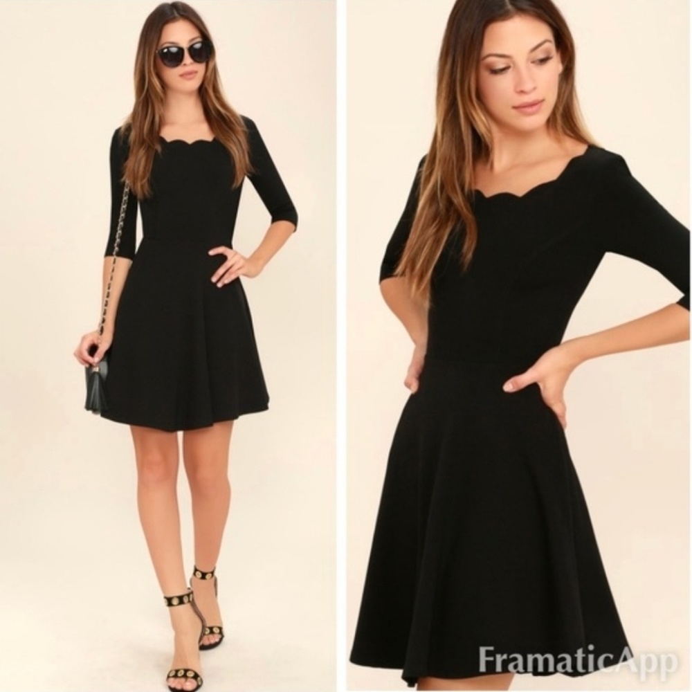 Lulu's Tip The Scallops Black Dress